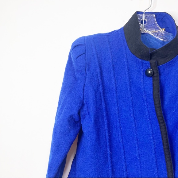 Vintage Louis Féraud Blue Black Skirt Suit Size 12 - Picture 4 of 13